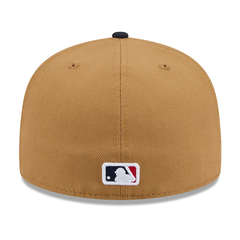 Men's New Era Tan Boston Red Sox Fruit Sticker 59FIFTY Fitted Hat
