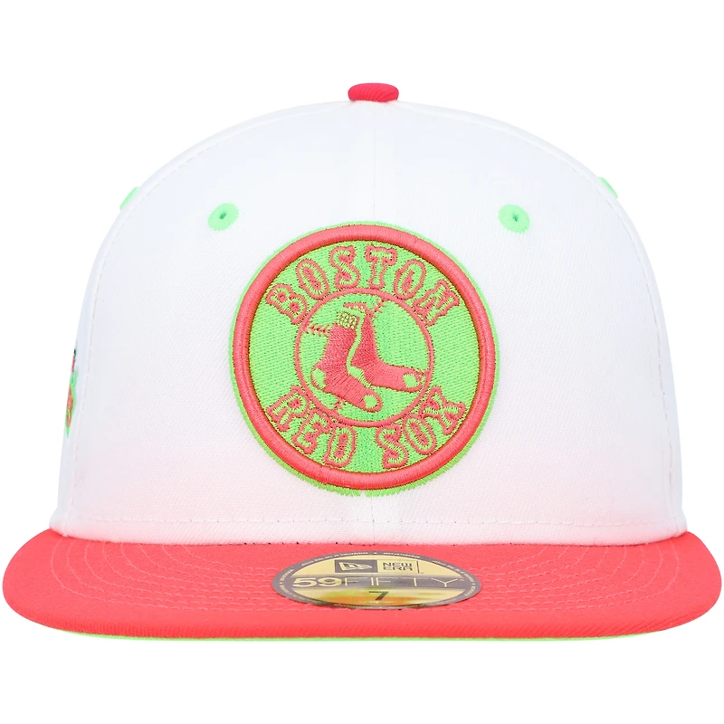 Casquette ajustée New Era Boston Red Sox Fenway Park 100th Anniversary Strawberry Lolli 59FIFTY pour homme, blanc/corail