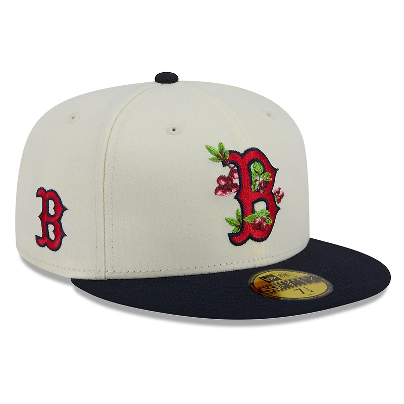 Men's New Era White/Navy Boston Red Sox Blossom 59FIFTY Fitted Hat