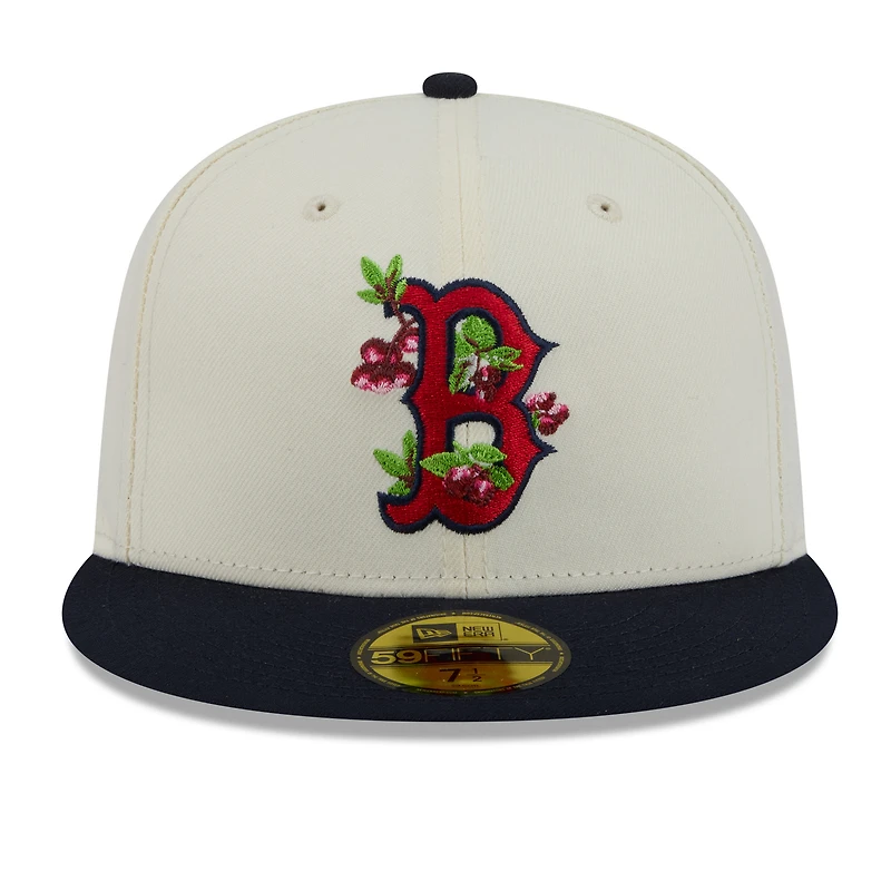 Men's New Era White/Navy Boston Red Sox Blossom 59FIFTY Fitted Hat