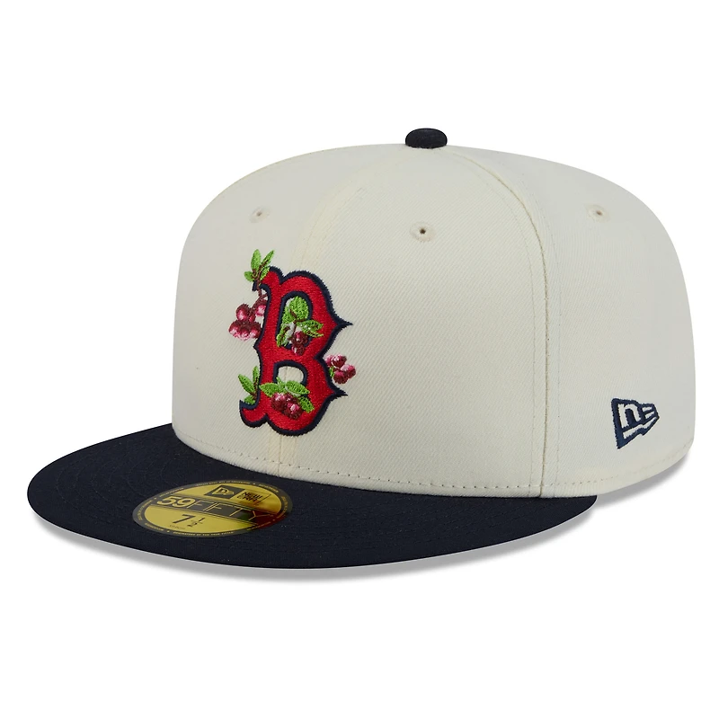 Men's New Era White/Navy Boston Red Sox Blossom 59FIFTY Fitted Hat