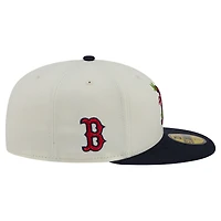 Men's New Era White/Navy Boston Red Sox Blossom 59FIFTY Fitted Hat