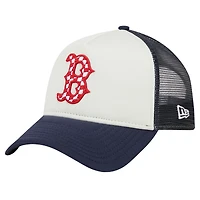Casquette ajustable 9FORTY Trucker A-Frame New Era pour hommes, blanc/bleu marine, Boston Red Sox, drapeau à damier