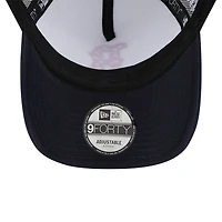 Men's New Era White/Navy Boston Red Sox Checkered Flag A-Frame Trucker 9FORTY Adjustable Hat