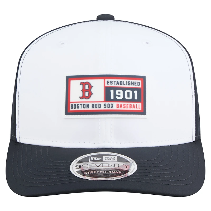 Men's New Era White/Navy Boston Red Sox Established Patch 9SEVENTY Adjustable Hat