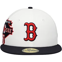 Casquette ajustée 59FIFTY New Era pour hommes, blanc/bleu marine, Boston Red Sox Major Sidepatch