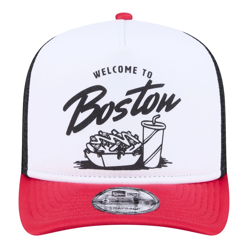 Men's New Era  White/Red Boston Red Sox Foodie A-Frame 9FIFTY Trucker Snapback Hat