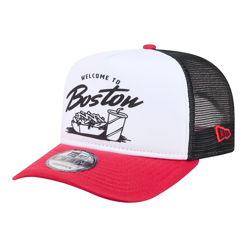 Men's New Era  White/Red Boston Red Sox Foodie A-Frame 9FIFTY Trucker Snapback Hat