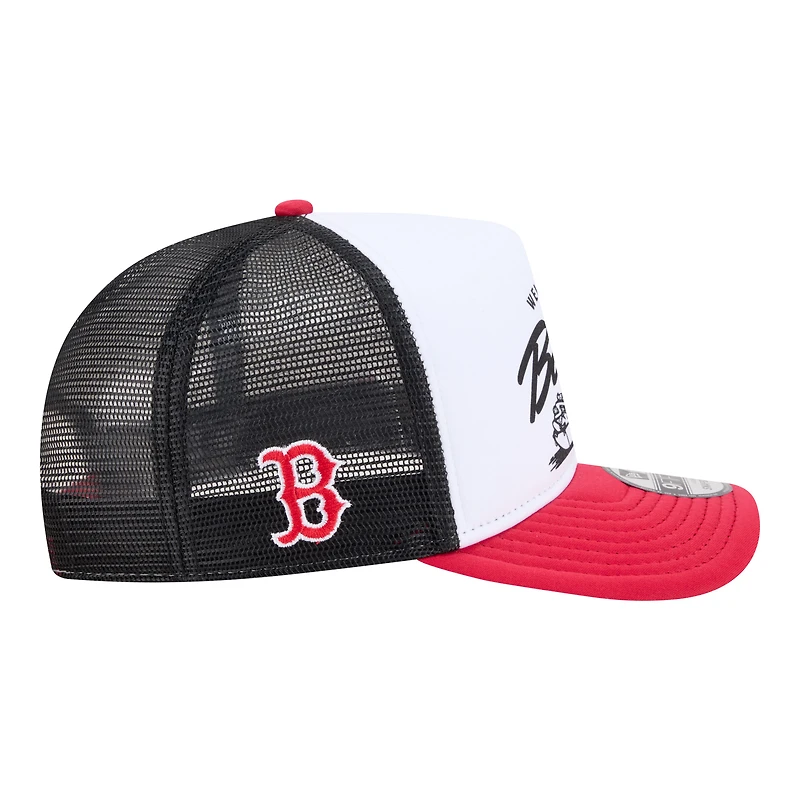 Men's New Era  White/Red Boston Red Sox Foodie A-Frame 9FIFTY Trucker Snapback Hat
