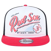 Men's New Era White/Red Boston Red Sox Retro Script Trucker 9FIFTY Snapback Hat