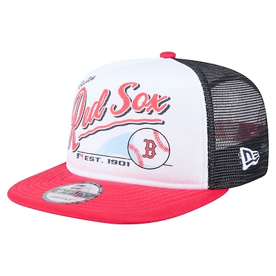 Men's New Era White/Red Boston Red Sox Retro Script Trucker 9FIFTY Snapback Hat