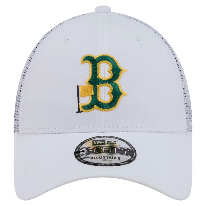 Men's New Era White Boston Red Sox Flag 9FORTY Trucker Adjustable Hat