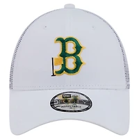 Men's New Era  White Boston Red Sox Flag 9FORTY Trucker Adjustable Hat