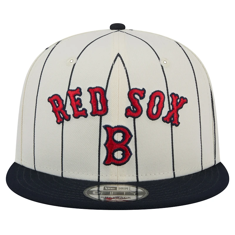 Men's New Era White Boston Red Sox Jersey Pinstripe 9FIFTY Snapback Hat
