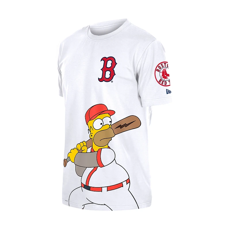 T-shirt New Era blanc pour homme Boston Red Sox MLB x Simpsons Homer Wonderbat