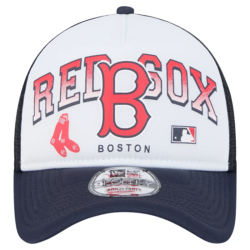 Casquette ajustable Boston Red Sox Retro Wordmark 9FORTY A-Frame Trucker pour homme New Era blanche