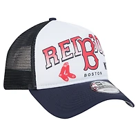 Men's New Era White Boston Red Sox Retro Wordmark 9FORTY A-Frame Trucker Adjustable Hat