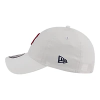 Casquette New Era blanche Boston Red Sox pour homme, style classique décontracté et ajustable en tissu ripstop.