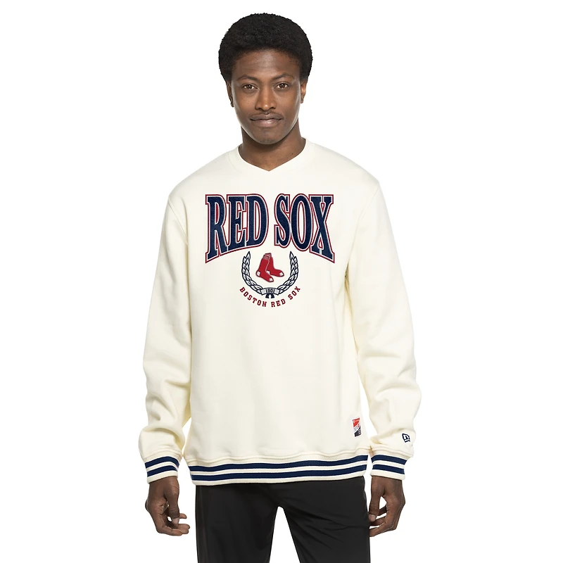 Men's New Era White Boston Red Sox Throwback Sweatshirt
