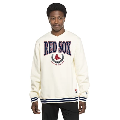 Men's New Era White Boston Red Sox Throwback Sweatshirt