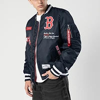Blouson aviateur entièrement zippé bleu marine des Boston Red Sox pour homme New Era x Alpha Industries