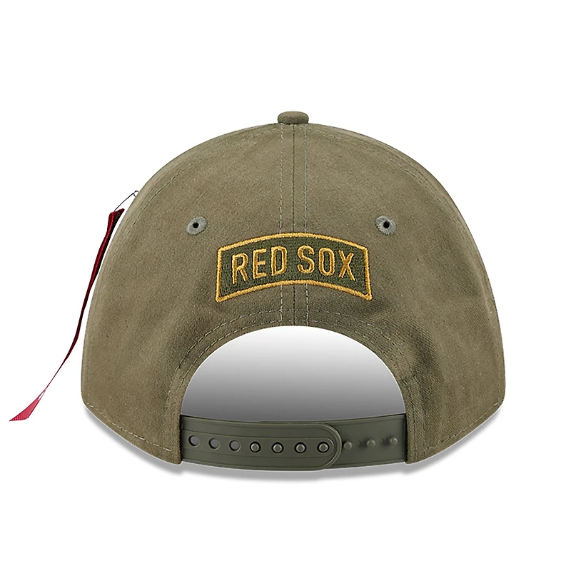 Men's New Era x Alpha Industries  Olive Boston Red Sox A-Frame 9FORTY Adjustable Hat