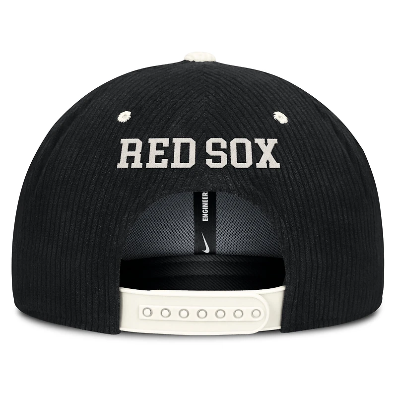 Casquette structurée à fermeture snapback Nike Boston Red Sox Pro en velours côtelé noir pour homme
