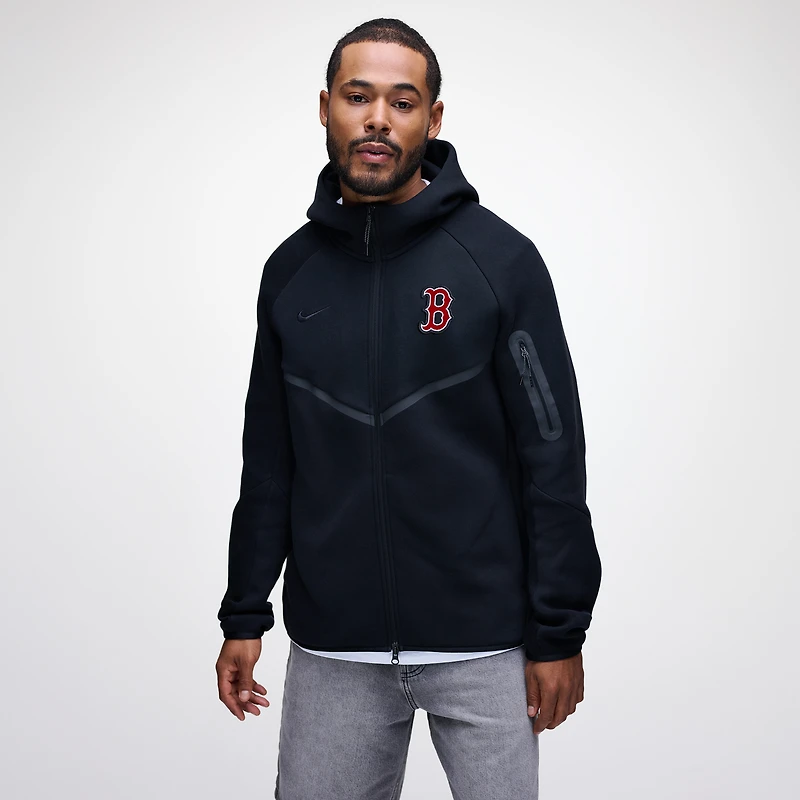 Men's Nike Black Boston Red Sox Tech Fleece Raglan Full-Zip Windrunner Hoodie