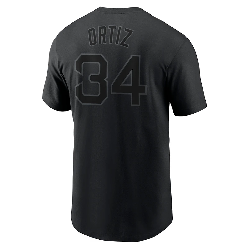 T-shirt avec nom et numéro Nike David Ortiz pour homme, noir, Boston Red Sox