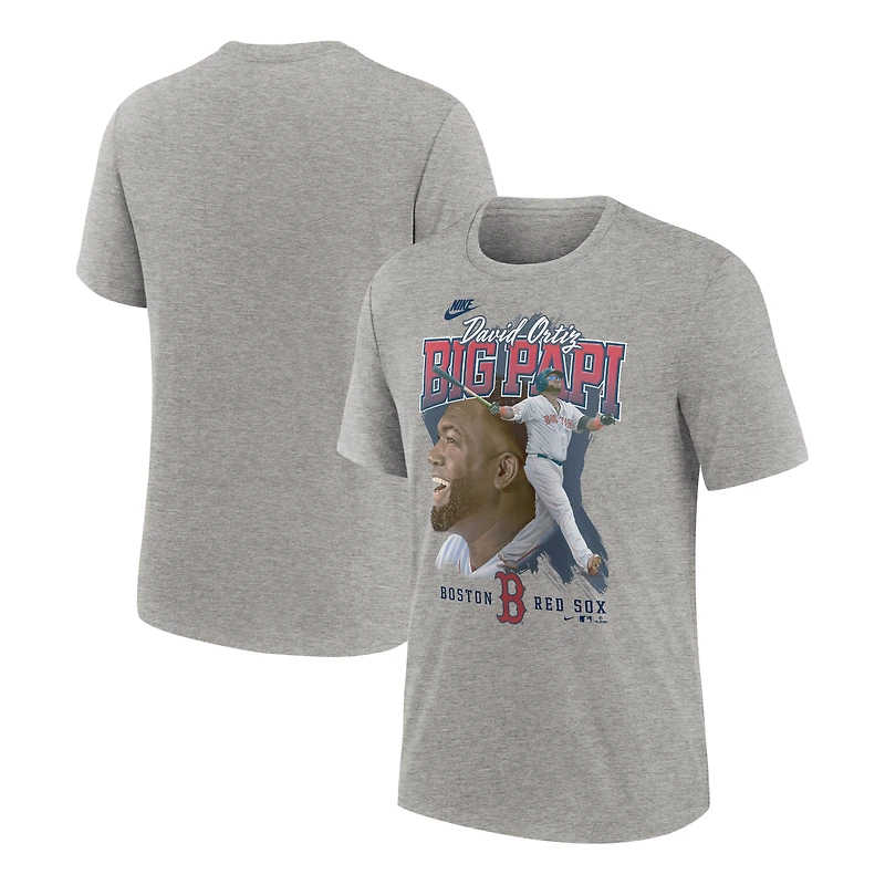 T-shirt Nike David Ortiz pour homme, gris chiné, Boston Red Sox, Cooperstown Collection Player Local