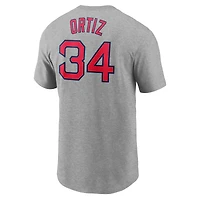 T-shirt Nike David Ortiz pour homme, gris chiné, nom et numéro des Red Sox de Boston