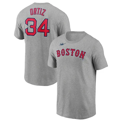 T-shirt Nike David Ortiz pour homme, gris chiné, nom et numéro des Red Sox de Boston