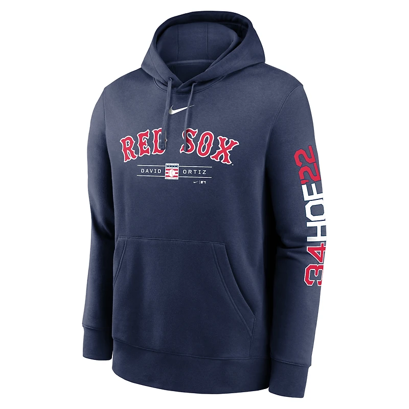Chandail à capuchon intronisé au Temple de la renommée des Boston Red Sox 2022 Nike David Ortiz pour homme, bleu marine