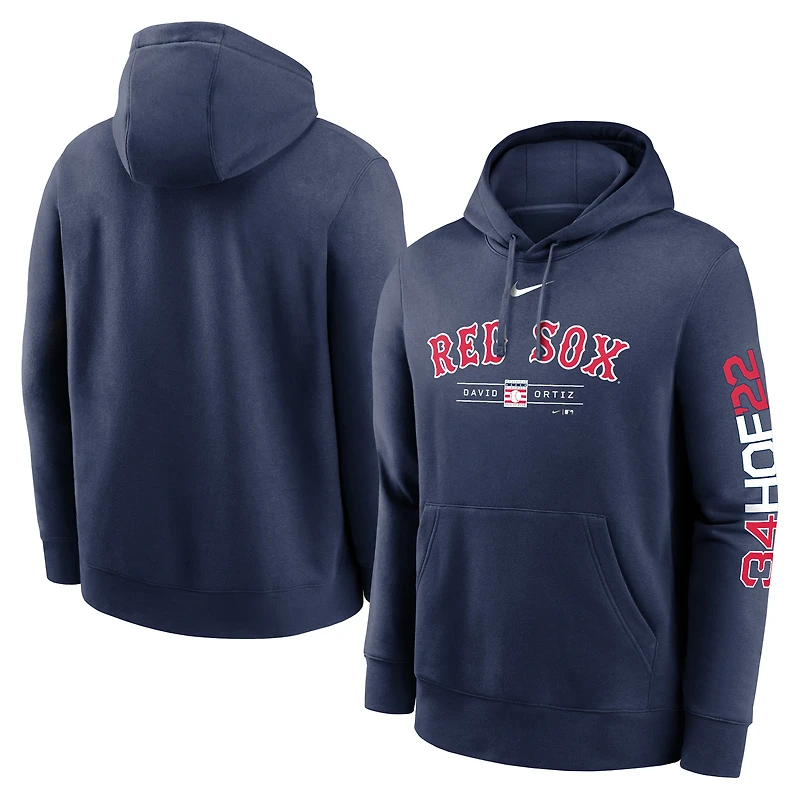 Chandail à capuchon intronisé au Temple de la renommée des Boston Red Sox 2022 Nike David Ortiz pour homme, bleu marine