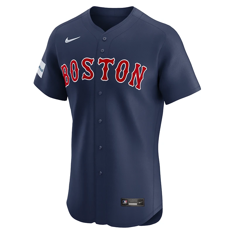 Maillot de joueur Nike David Ortiz bleu marine Boston Red Sox Alternate Elite Sponsor Patch pour homme