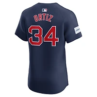 Maillot de joueur Nike David Ortiz bleu marine Boston Red Sox Alternate Elite Sponsor Patch pour homme