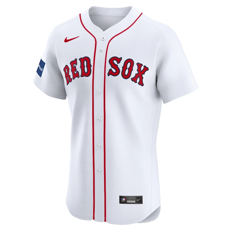 Maillot de joueur Nike David Ortiz blanc Boston Red Sox Home Elite Sponsor Patch pour homme