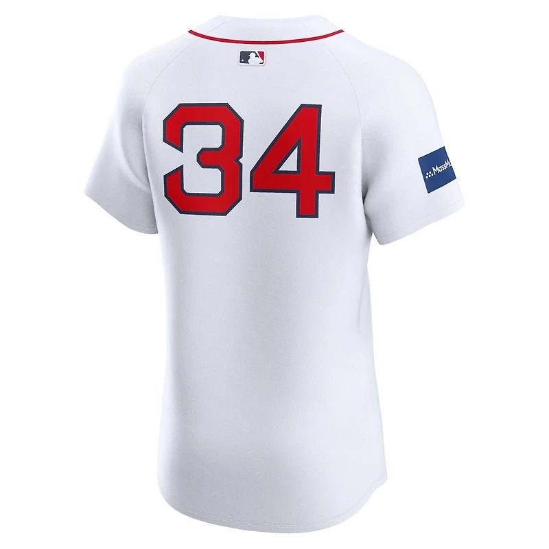 Maillot de joueur Nike David Ortiz blanc Boston Red Sox Home Elite Sponsor Patch pour homme
