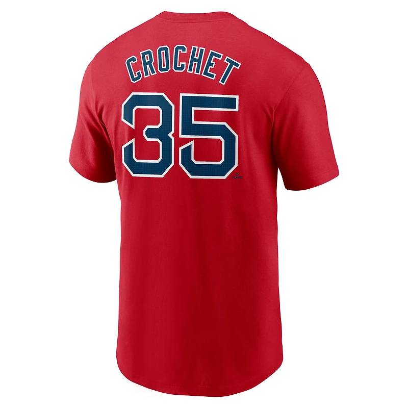 T-shirt Nike Garrett Crochet rouge Boston Red Sox Fuse avec nom et numéro pour homme