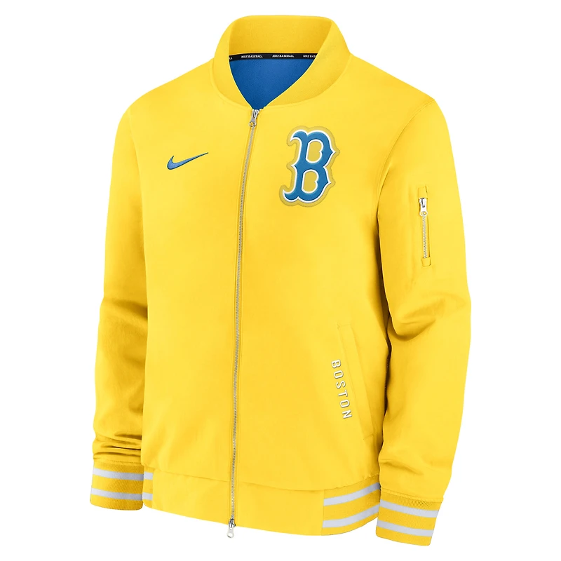 Men's Nike  Gold Boston Red Sox Authentic Collection City Connect Full-Zip Bomber Jacket