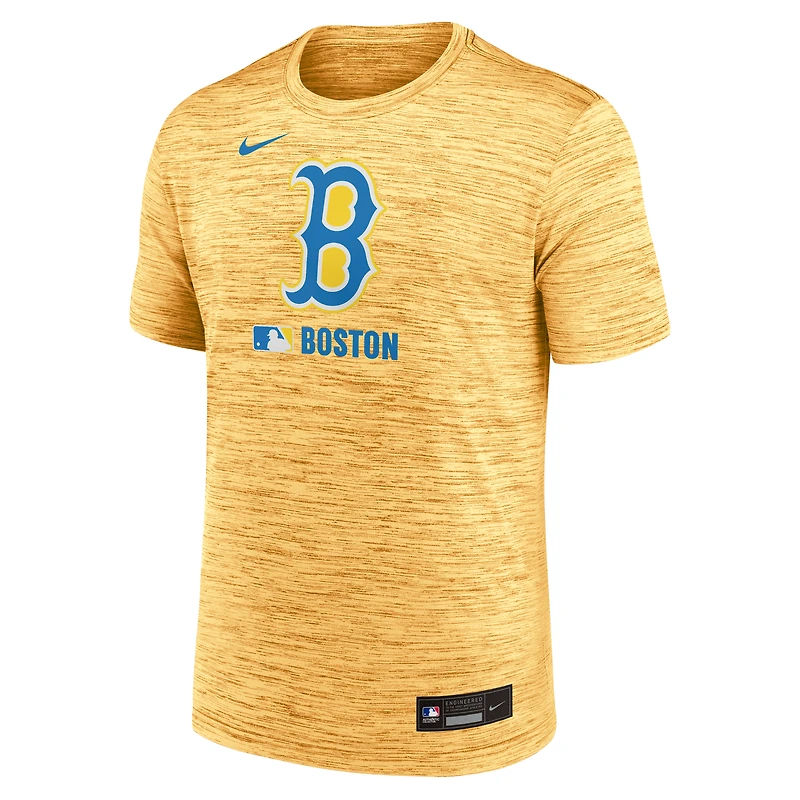 T-shirt Nike Gold Boston Red Sox Authentic Collection City Connect Velocity Dri-FIT pour homme