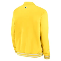 Veste à fermeture éclair intégrale Game Time Bomber Nike Gold Boston Red Sox City Connect Authentic Collection pour homme