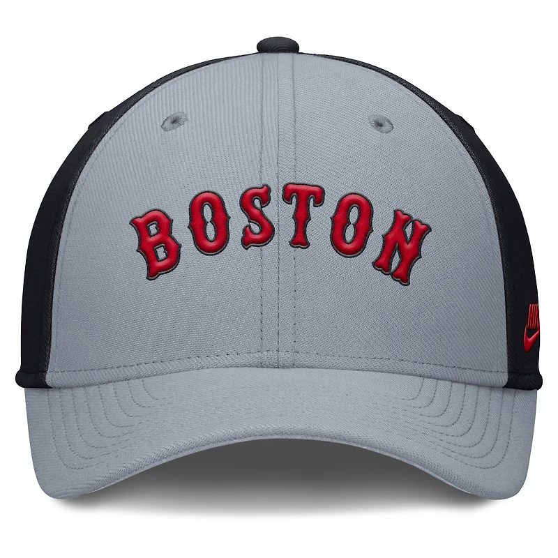 Casquette Nike Performance Flex gris/bleu marine Boston Red Sox Rise Swoosh pour homme