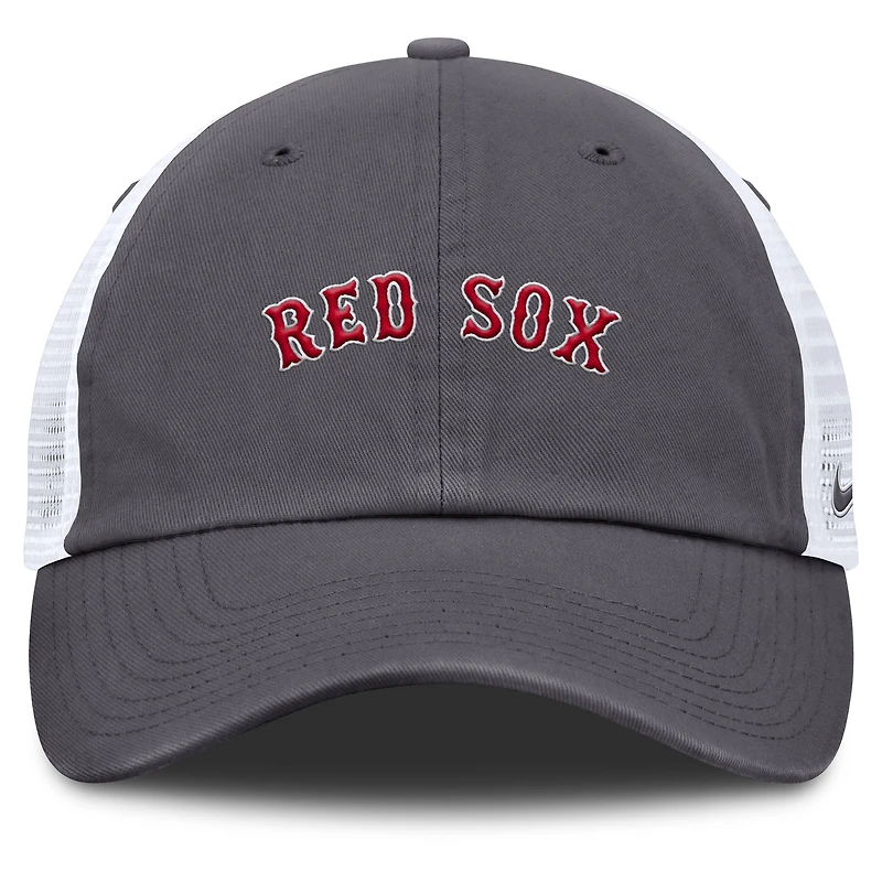 Men's Nike Gray Boston Red Sox Wordmark Club Adjustable Trucker Hat