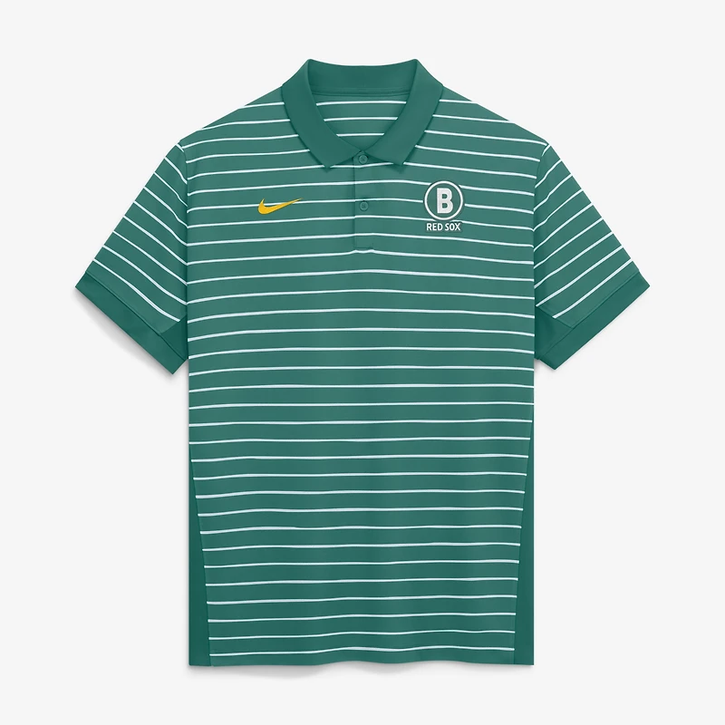 Men's Nike Green/White Boston Red Sox Authentic Collection City Connect Striped Victory Dri-FIT Polo