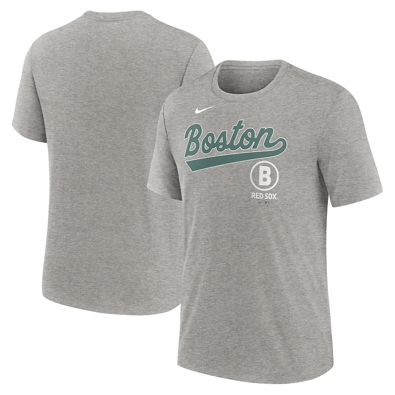 Men's Nike Heather Charcoal Boston Red Sox City Connect Script Tri-Blend T-Shirt