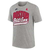 Men's Nike Heather Gray Boston Red Sox Cooperstown Collection Retro Tri-Blend T-Shirt
