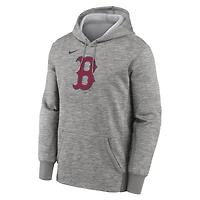 Sweat à capuche Nike Therma pour homme, gris chiné, logo principal des Boston Red Sox