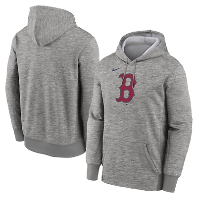 Sweat à capuche Nike Therma pour homme, gris chiné, logo principal des Boston Red Sox