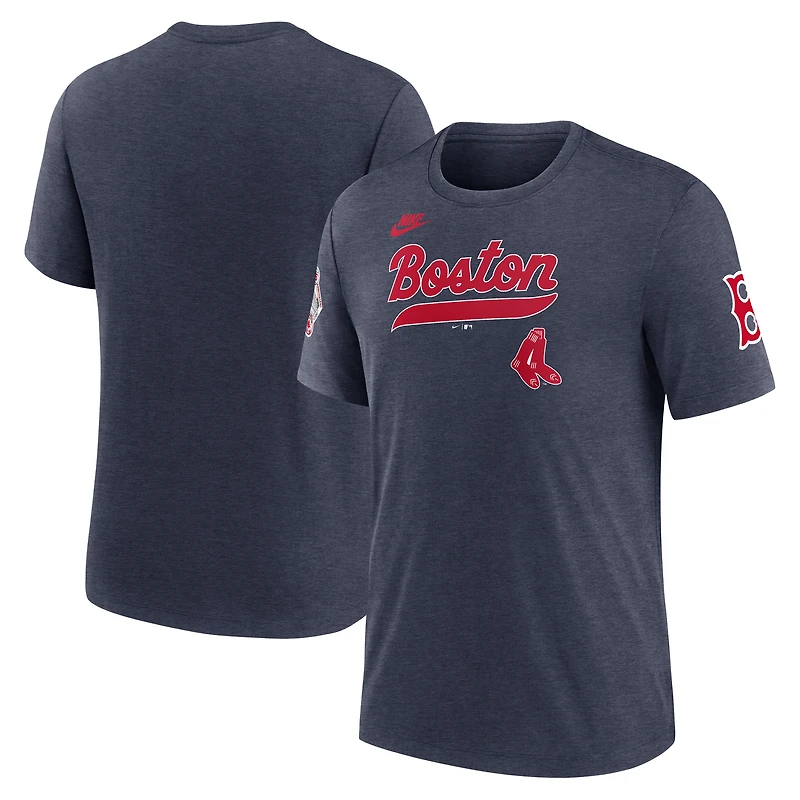 Men's Nike Heather Navy Boston Red Sox Cooperstown Collection Eras Tri-Blend T-Shirt